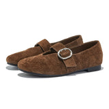 VUN Women's Flats Loafers Retro Leather Lace-Up
