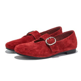 VUN Women's Flats Loafers Retro Leather Lace-Up