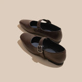 VUN Women's Flat Mary Janes Retro Leather Lace-Up Shoes