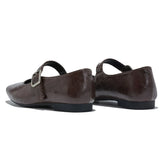 VUN Women's Flat Mary Janes Retro Leather Lace-Up Shoes