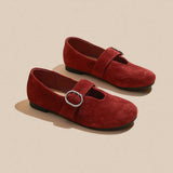 VUN Women's Flats Loafers Retro Leather Lace-Up